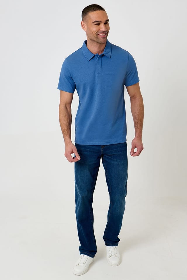 Threadbare Threadbare Men's Textured Cotton Rich Polo Shirt in Blue - 3