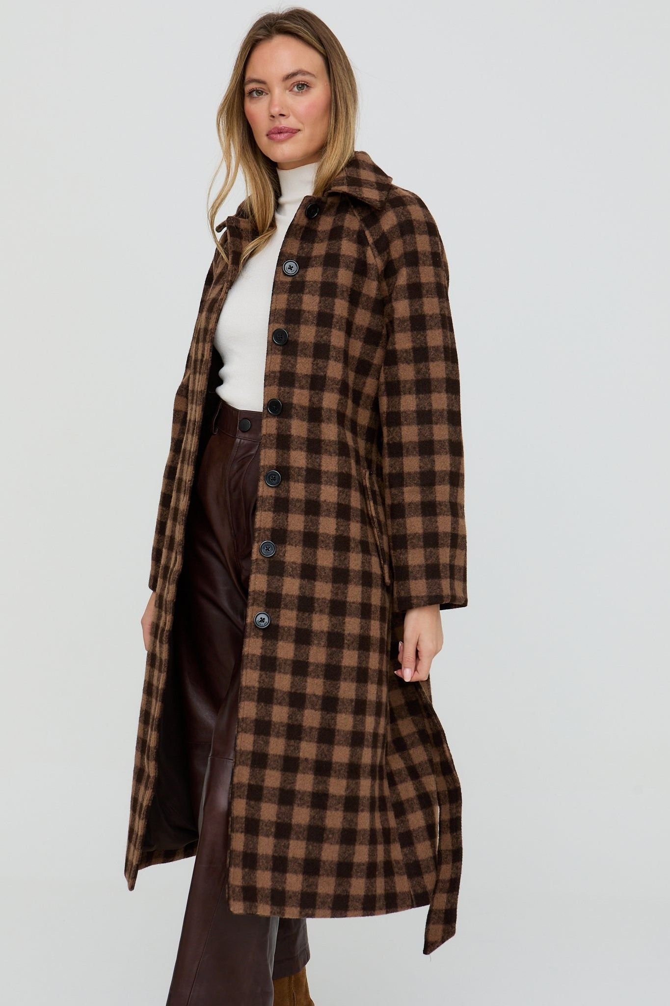 Lily and Lionel Lily and Lionel Women's Pia Tailored Check Print Coat In Brown - 4