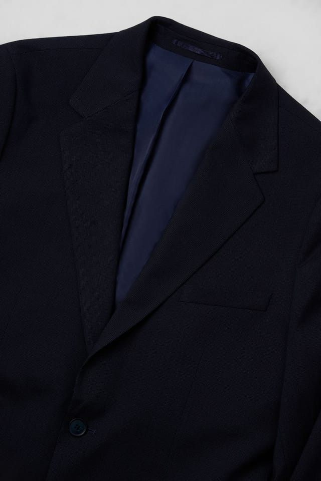 Burton Burton Men's Navy Textured Slim Fit Suit Jacket - 2