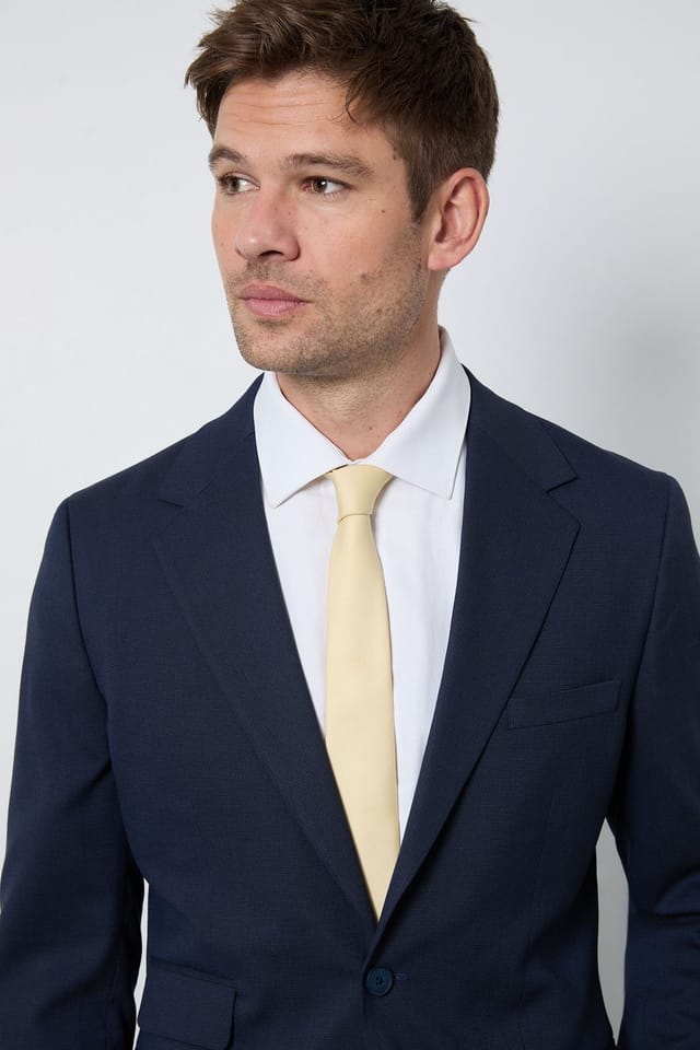 Burton Burton Men's Navy Textured Slim Fit Suit Jacket - 3