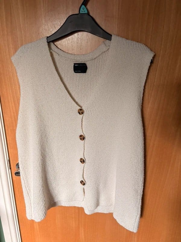ASOS Cream Relaxed Fit Knit Waistcoat