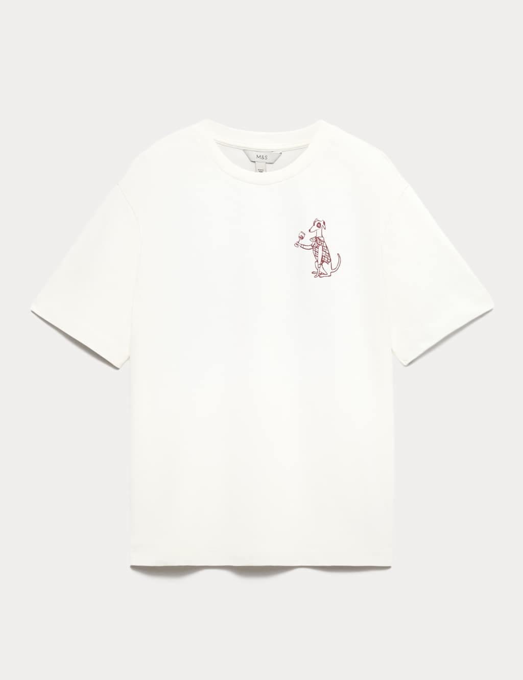 Marks & Spencer M&S Floral Oversized Graphic T-Shirt in Burgundy Mix