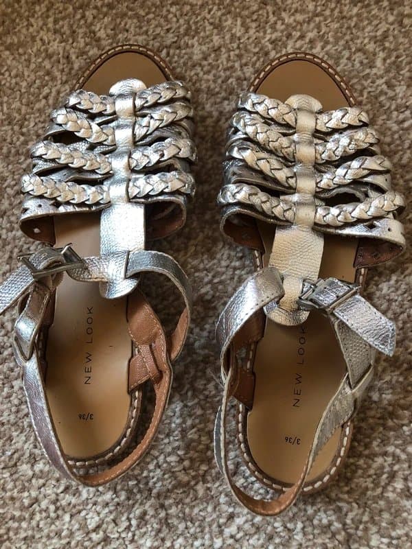 New Look Size 3 silver leather sandles