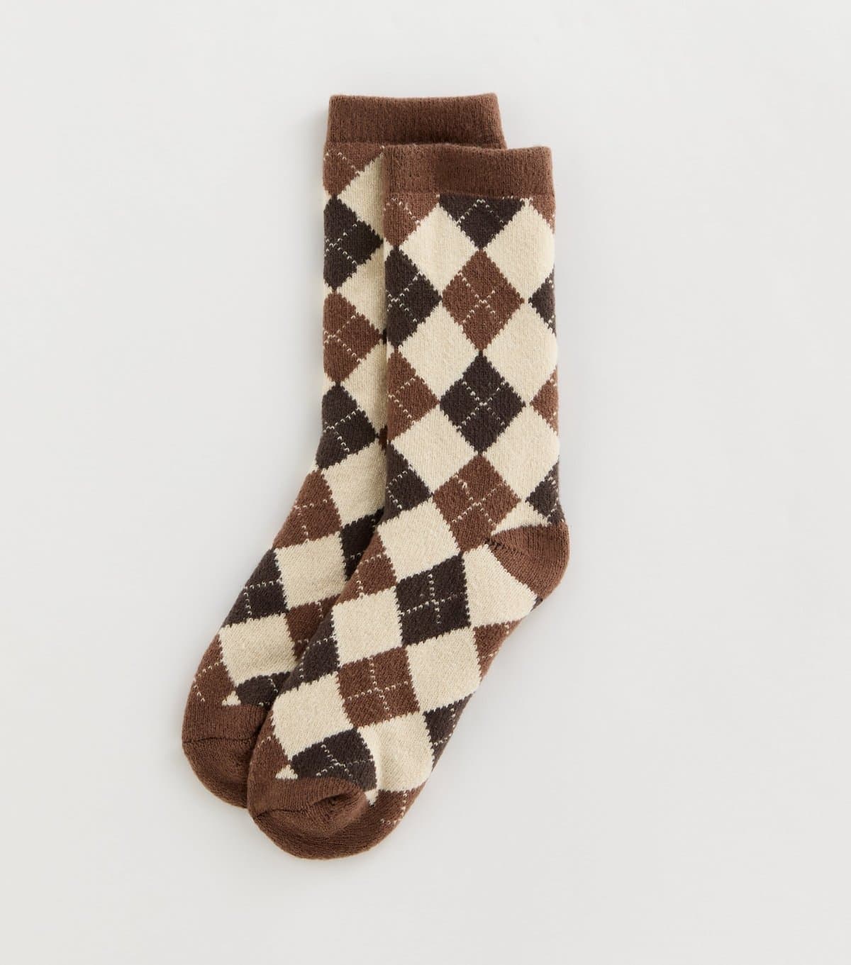 New Look Brown Knit Argyle Ankle Socks New Look