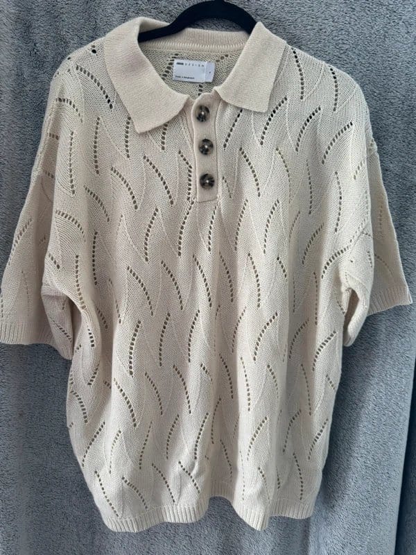 ASOS Design Oversized Knitted Polo in Stone Beige