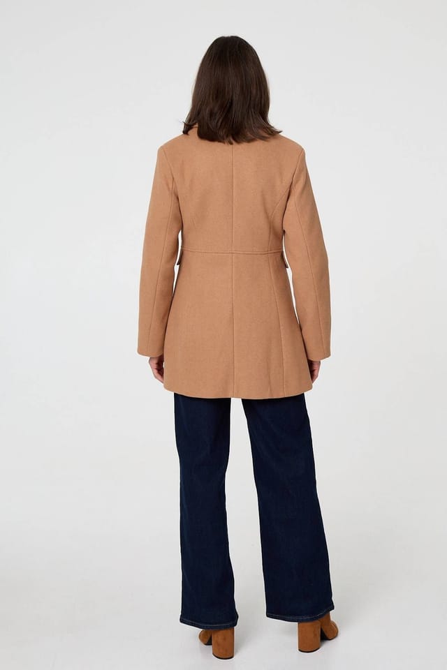 Izabel London Izabel London Women's Button Detail Double Breasted Jacket in Tan - 3