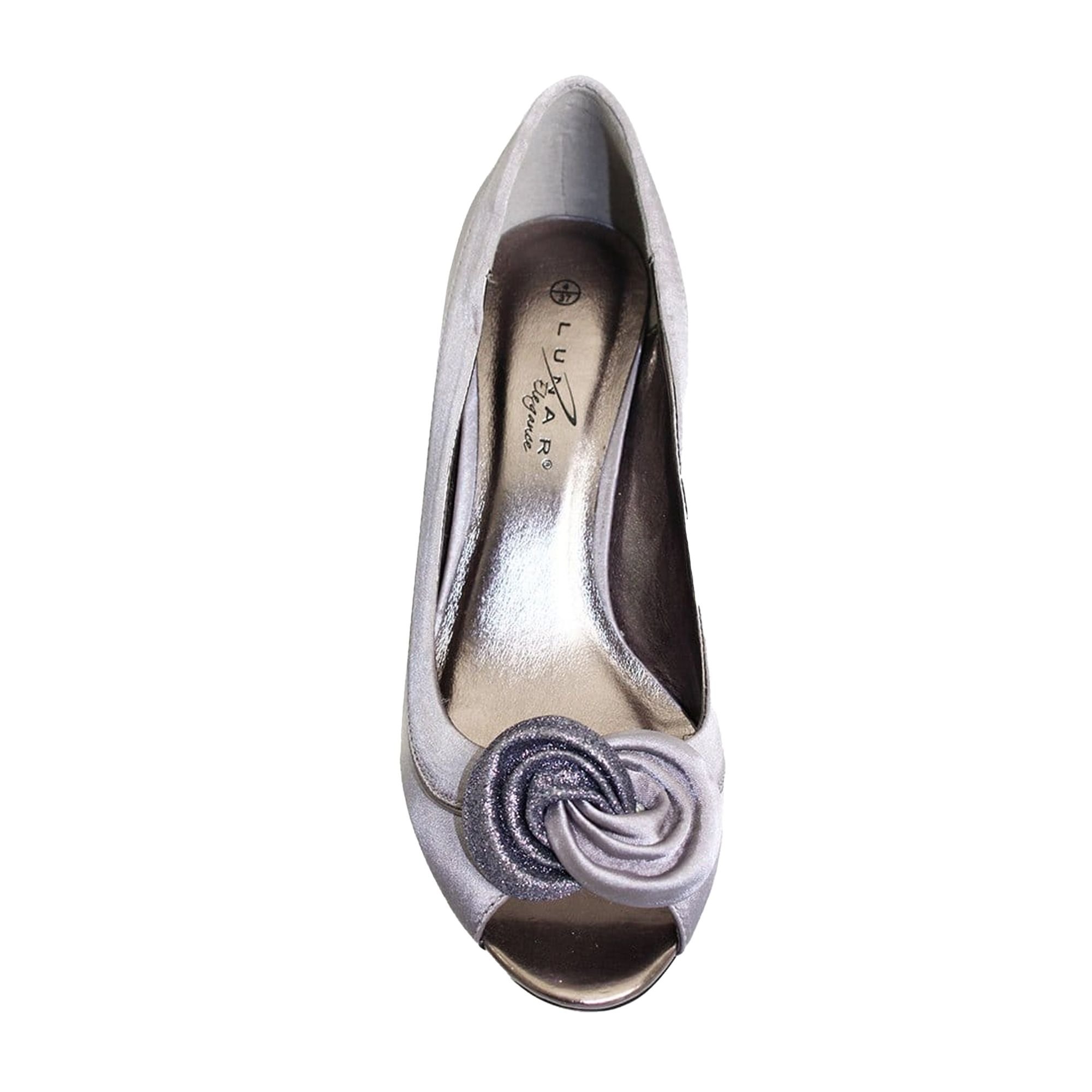 Lunar Lunar Women's Ripley Satin Court Shoes in Grey - 4