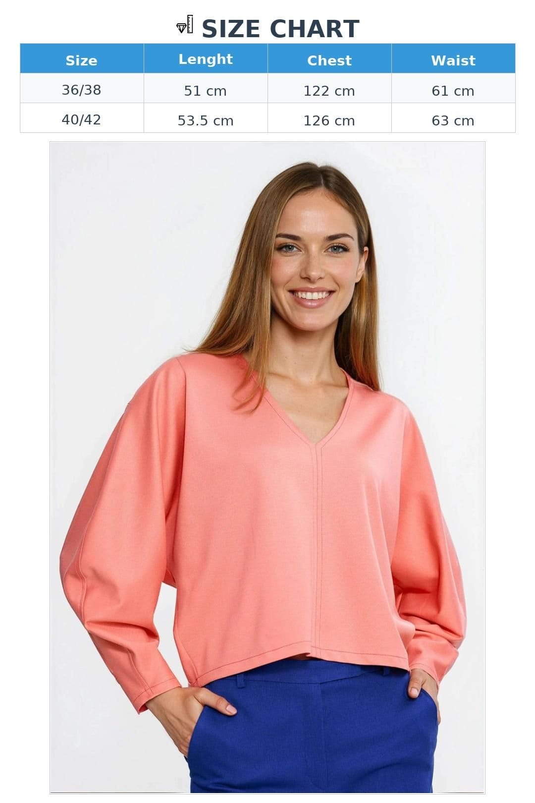 Love Lace Love Lace Women's Oversized V Neck Blouse with Balloon Sleeves in Pink - 4