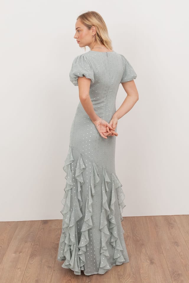 Anaya with Love Anaya with Love Women's Short Sleeve V Neck Ruffle Maxi Dress in Blue - 2