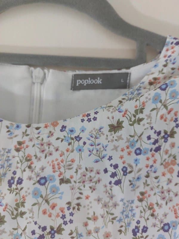 Poplook Bargain! New White flowers ditsy chiffon gathered drapes maxi dress abaya Eid size L 12 Malaysia