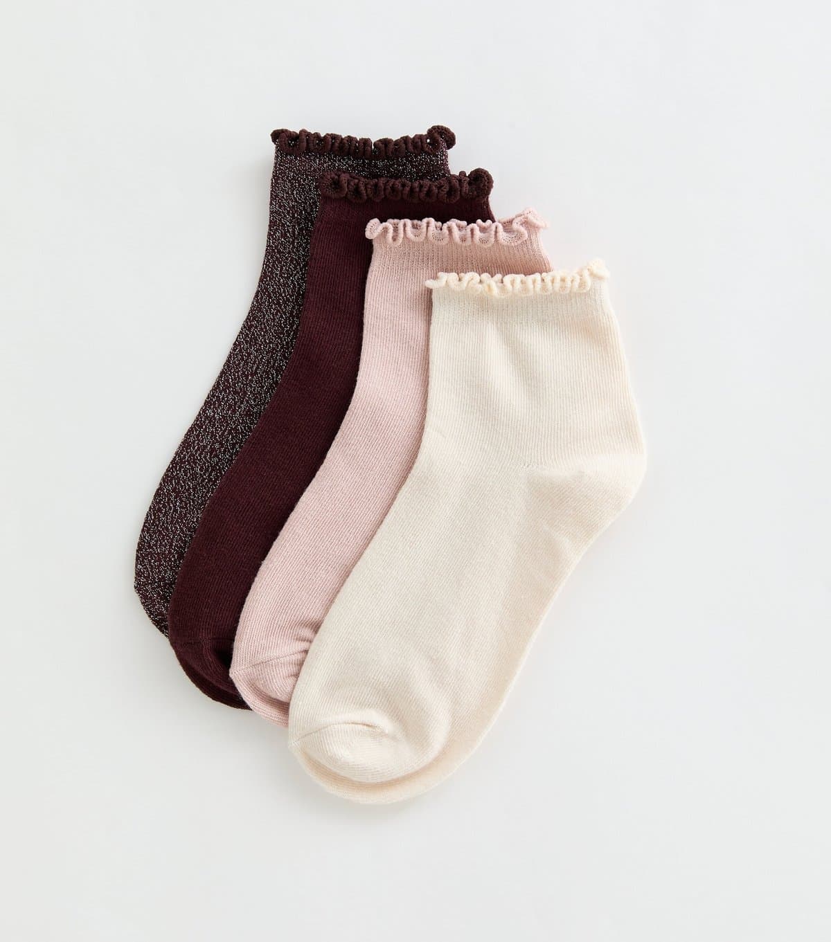 New Look Pack of 4 Multicoloured Frill Hem Ankle Socks New Look