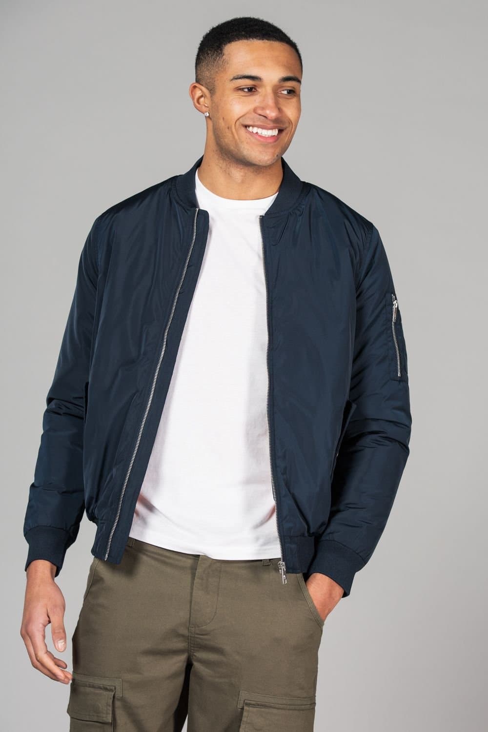 Tokyo Laundry Tokyo Laundry Men's Bomber Jacket with Zip Fastening in Navy