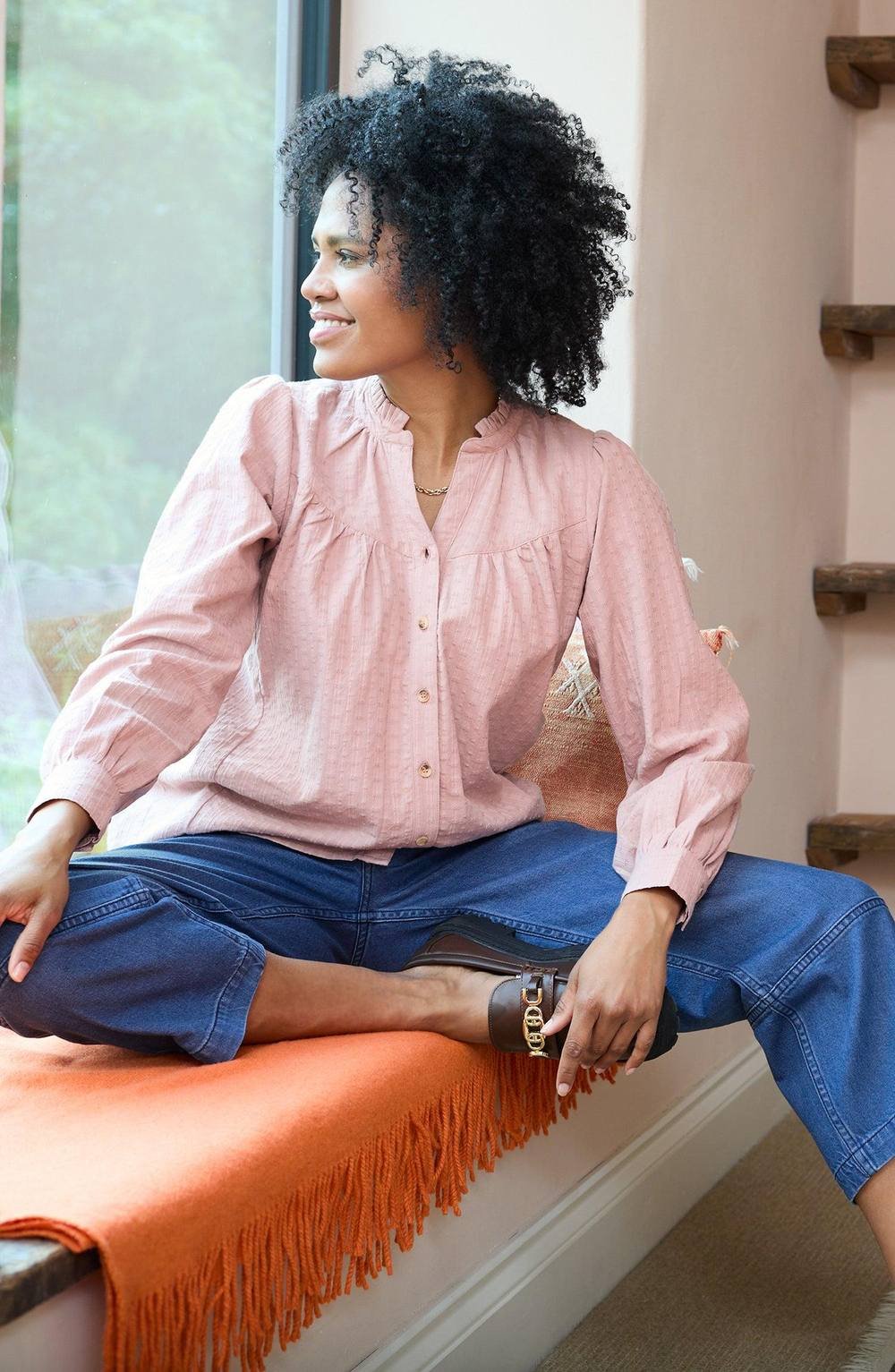 Lily & Me Lily & Me Women's Wayfaring Embroidered Cotton Blouse in Pink - 2