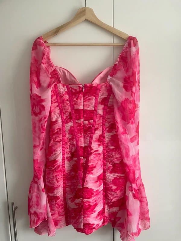 ASOS Asos luxe chiffon pink floral dress xs