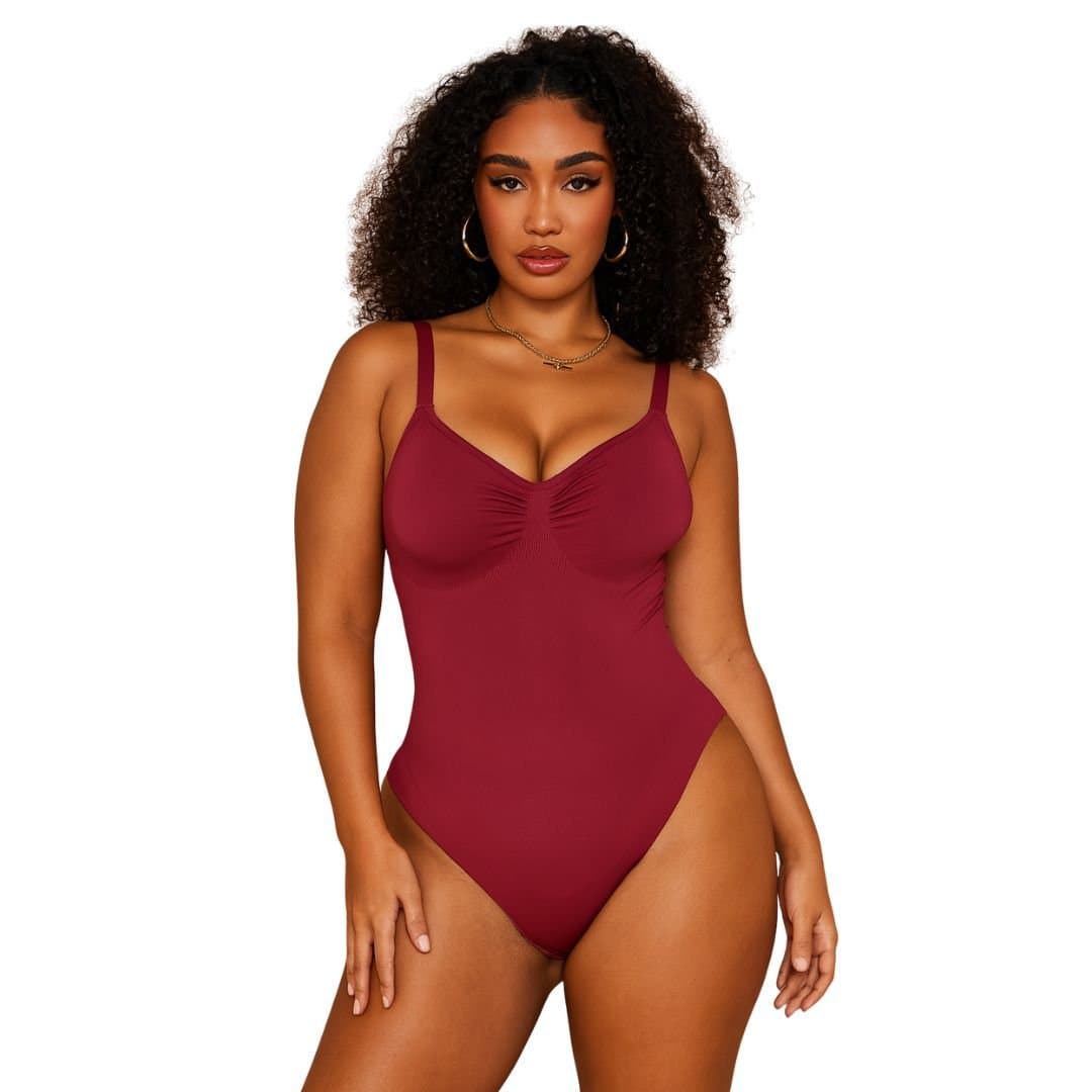 GWB Shapewear GWB Shapewear Women's Dark Red Seamless Tummy Control Shapewear Bodysuit