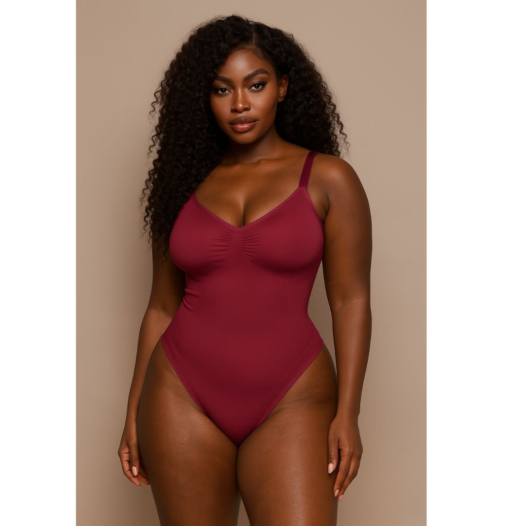 GWB Shapewear GWB Shapewear Women's Dark Red Seamless Tummy Control Shapewear Bodysuit - 2