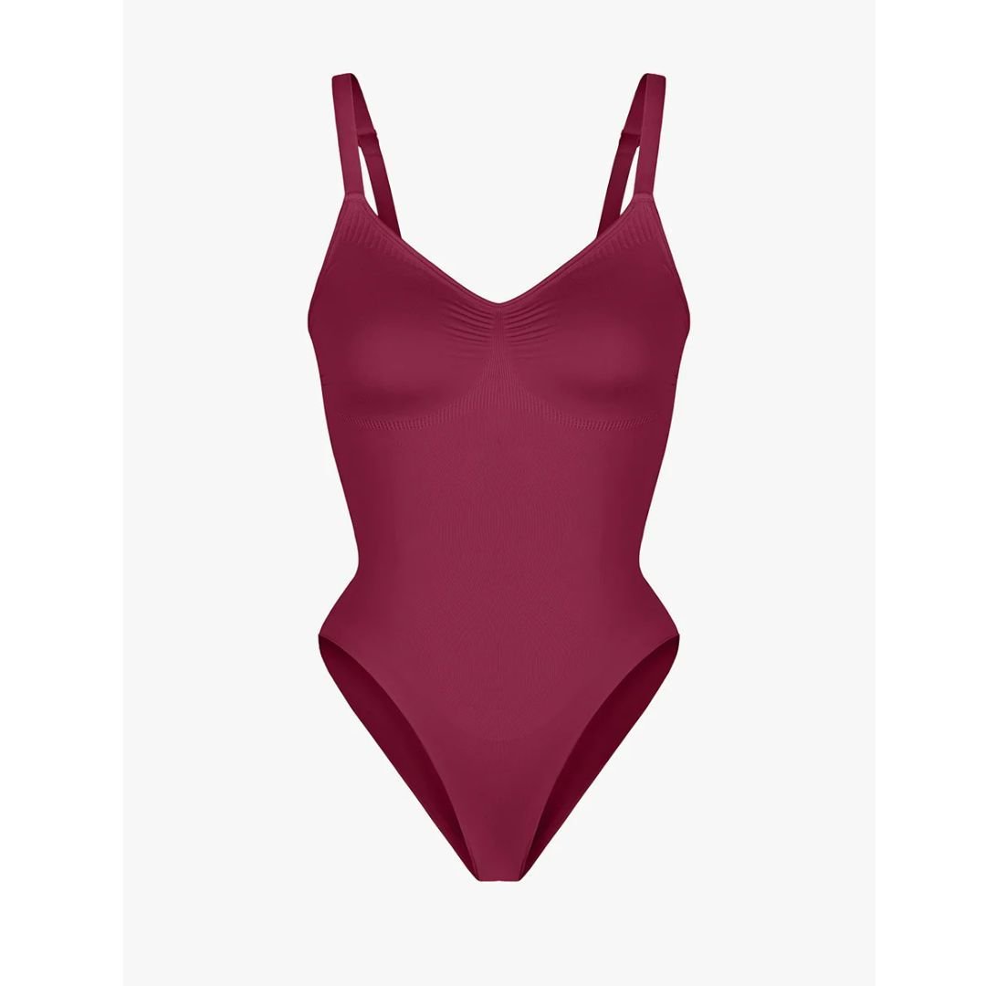 GWB Shapewear GWB Shapewear Women's Dark Red Seamless Tummy Control Shapewear Bodysuit - 4