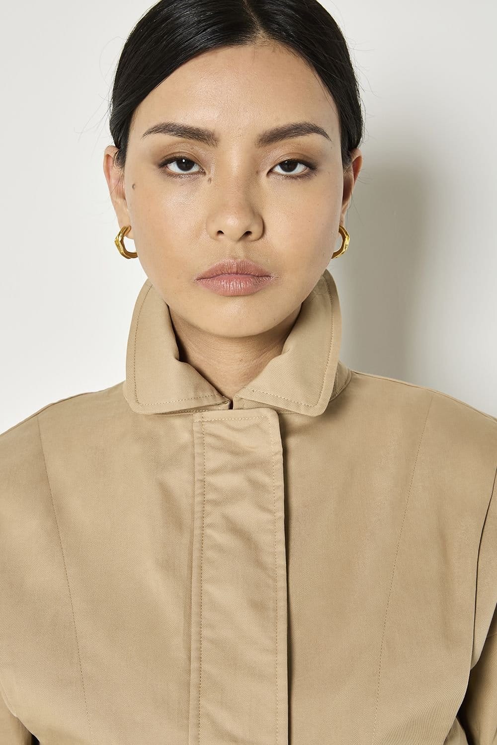Apricot Apricot Women's Pleat Detail Bomber Jacket in Beige - 4