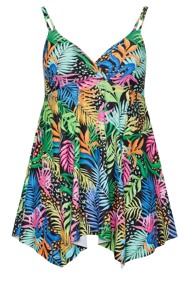 Yours Yours Women's Tropical Print Hanky Hemline Swimdress - 2