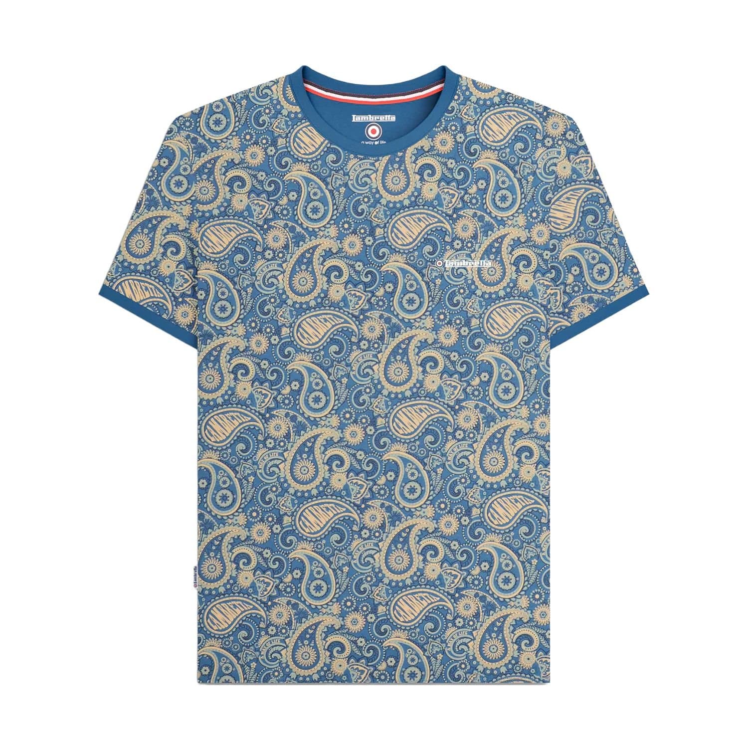 Lambretta Lambretta Men's SS25 Paisley T-Shirt in Mid Blue