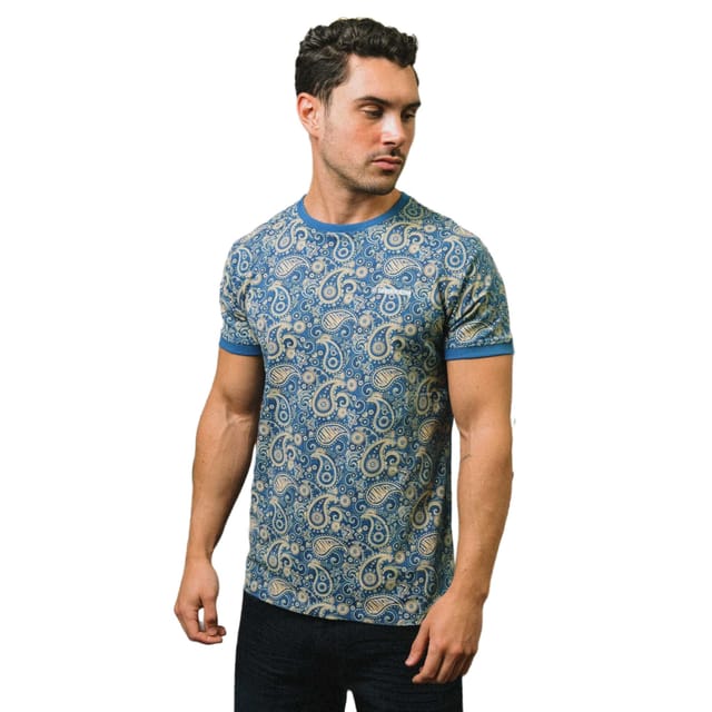 Lambretta Lambretta Men's SS25 Paisley T-Shirt in Mid Blue - 3