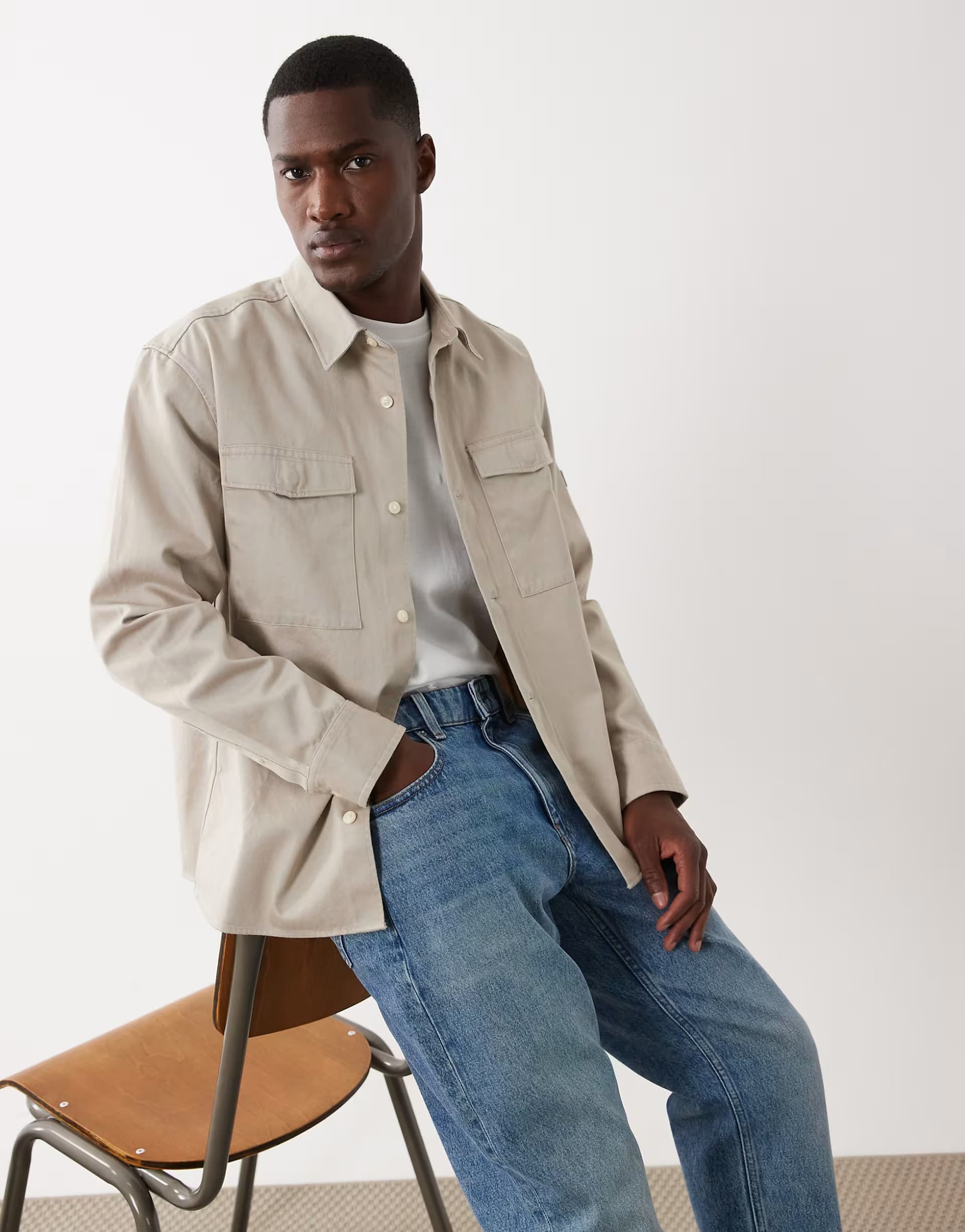 ASOS Calvin Klein Jeans utility overshirt in light beige