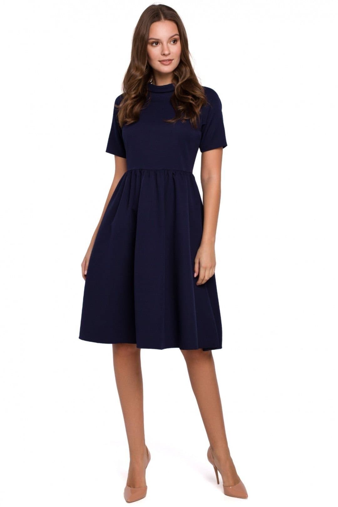 Love Lace Love Lace Women's Fitted Top Ruffled Sleeve Rolled Collar Dress Style 138696 in Blue