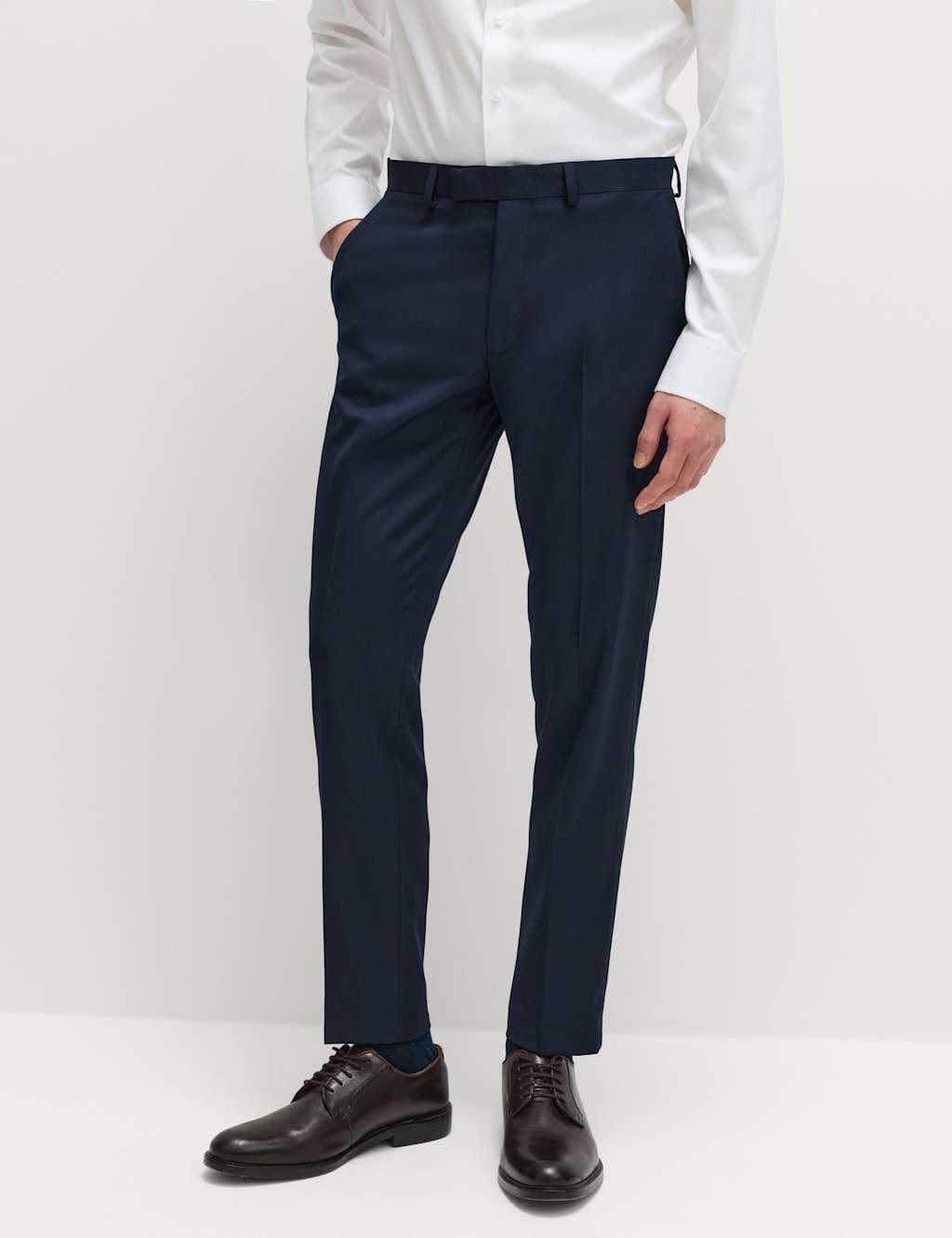 Marks & Spencer M&S Tailored Fit Stretch Ultimate Suit Trousers Navy