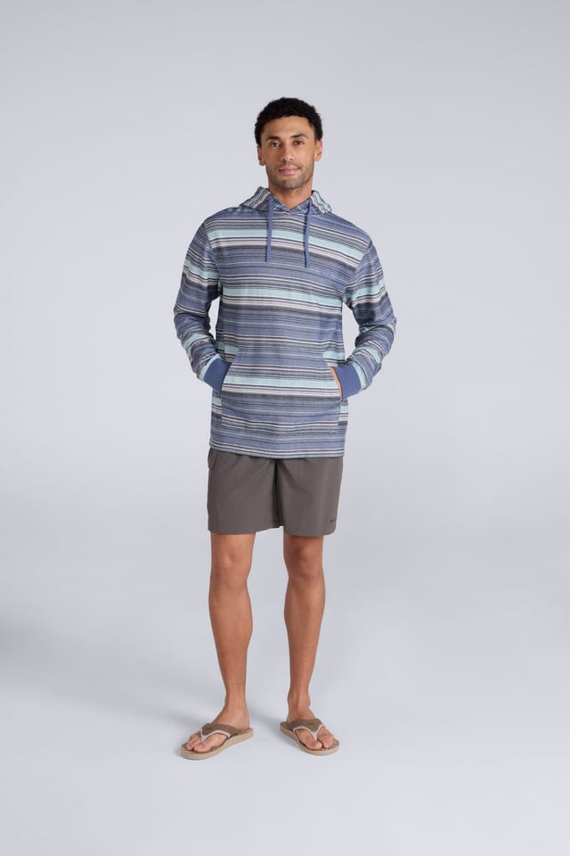Animal Animal Men's 'Loyal' Kangaroo Pocket Elastic Cuffs & Hem Snug Fit Beach Hoodie in Dark Blue - 2
