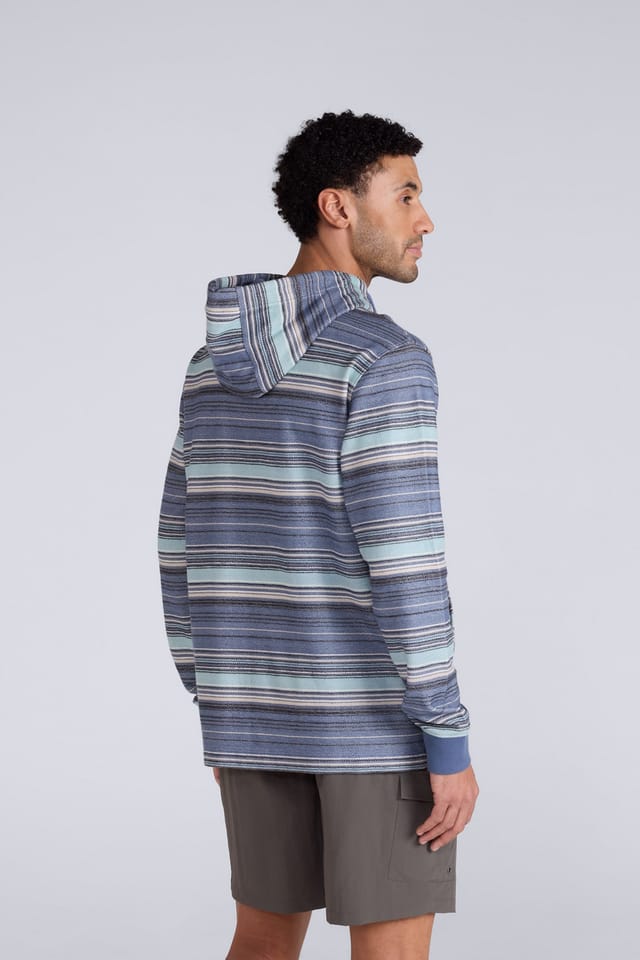 Animal Animal Men's 'Loyal' Kangaroo Pocket Elastic Cuffs & Hem Snug Fit Beach Hoodie in Dark Blue - 3