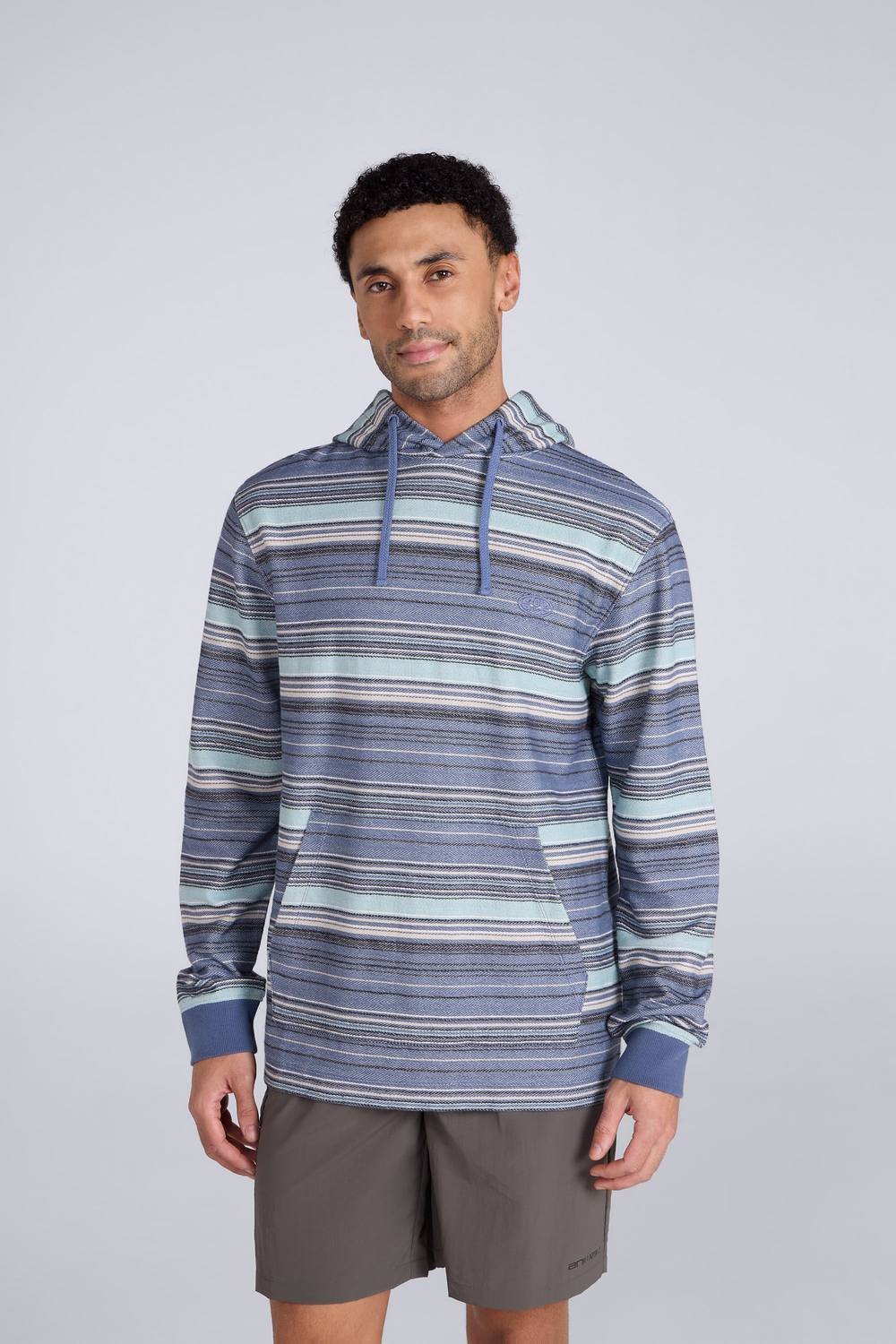 Animal Animal Men's 'Loyal' Kangaroo Pocket Elastic Cuffs & Hem Snug Fit Beach Hoodie in Dark Blue - 4