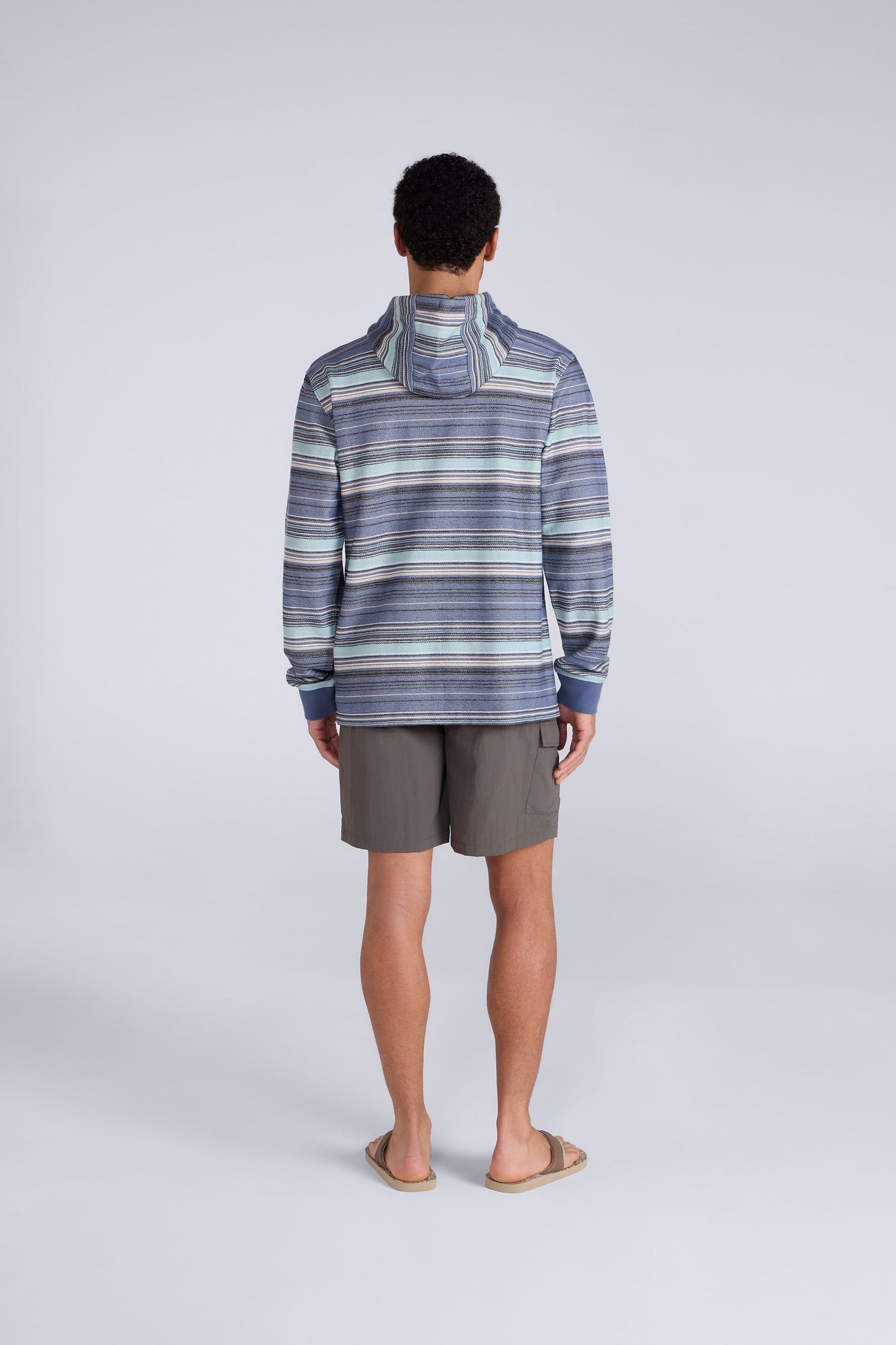 Animal Animal Men's 'Loyal' Kangaroo Pocket Elastic Cuffs & Hem Snug Fit Beach Hoodie in Dark Blue - 4