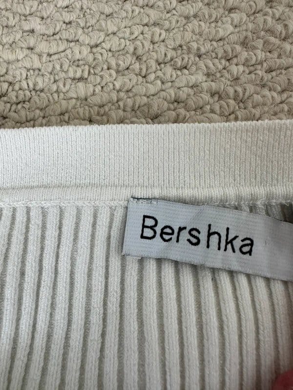 Berskha White Ribbed Corset Style Top