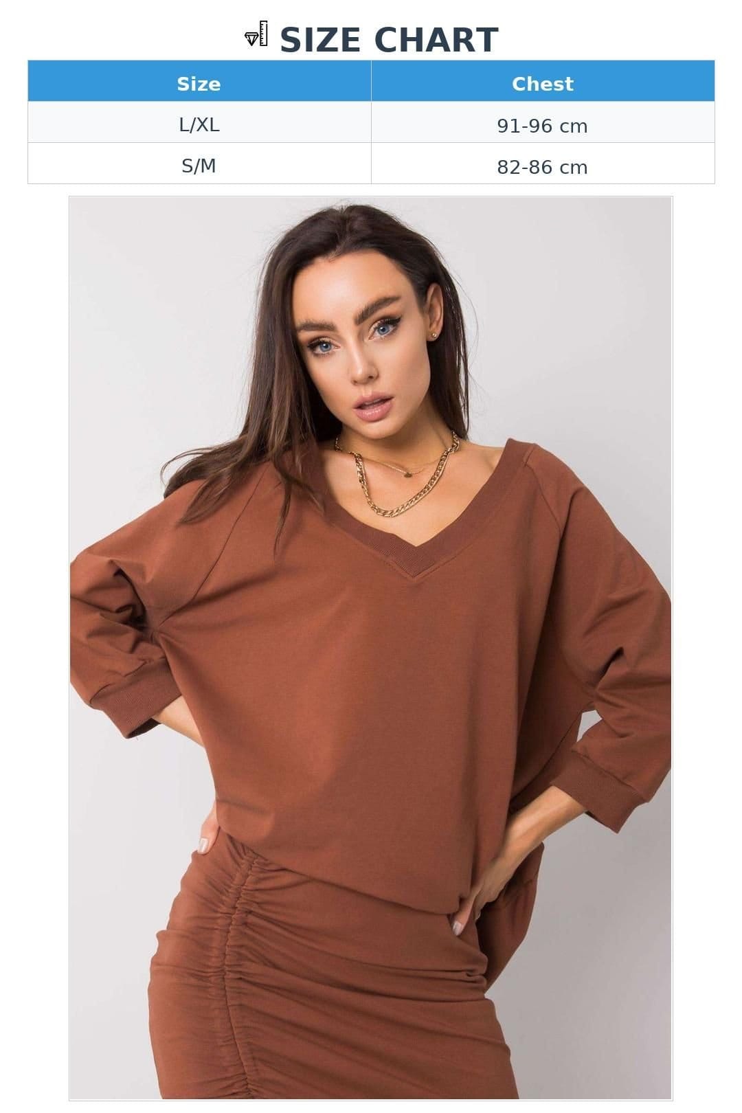 Love Lace Love Lace Women's Loose Fit Heart Neck Sweatshirt Style 169858 in Brown - 4