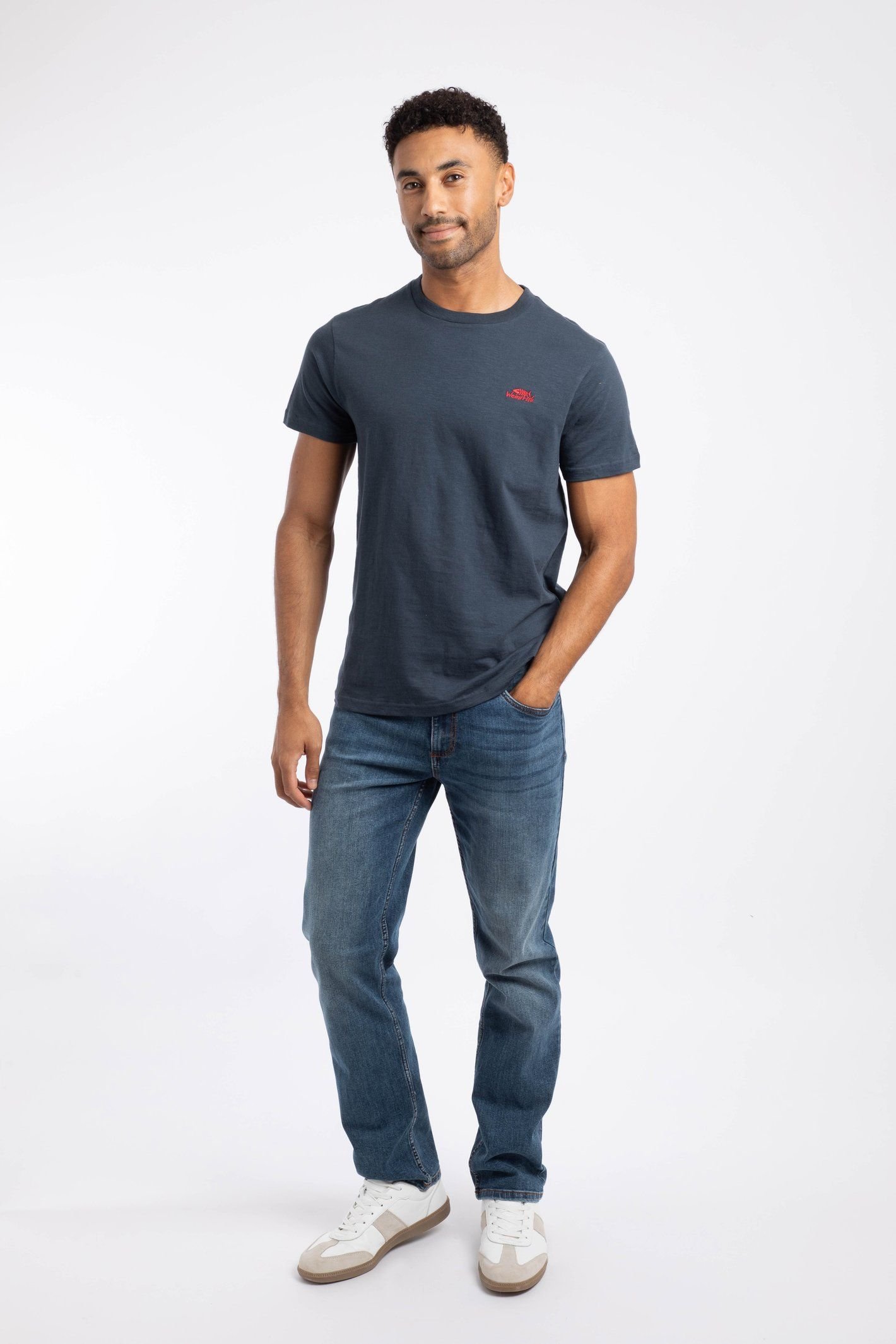 Weird Fish Weird Fish Men's Fished Branded T-Shirt in Navy - 4