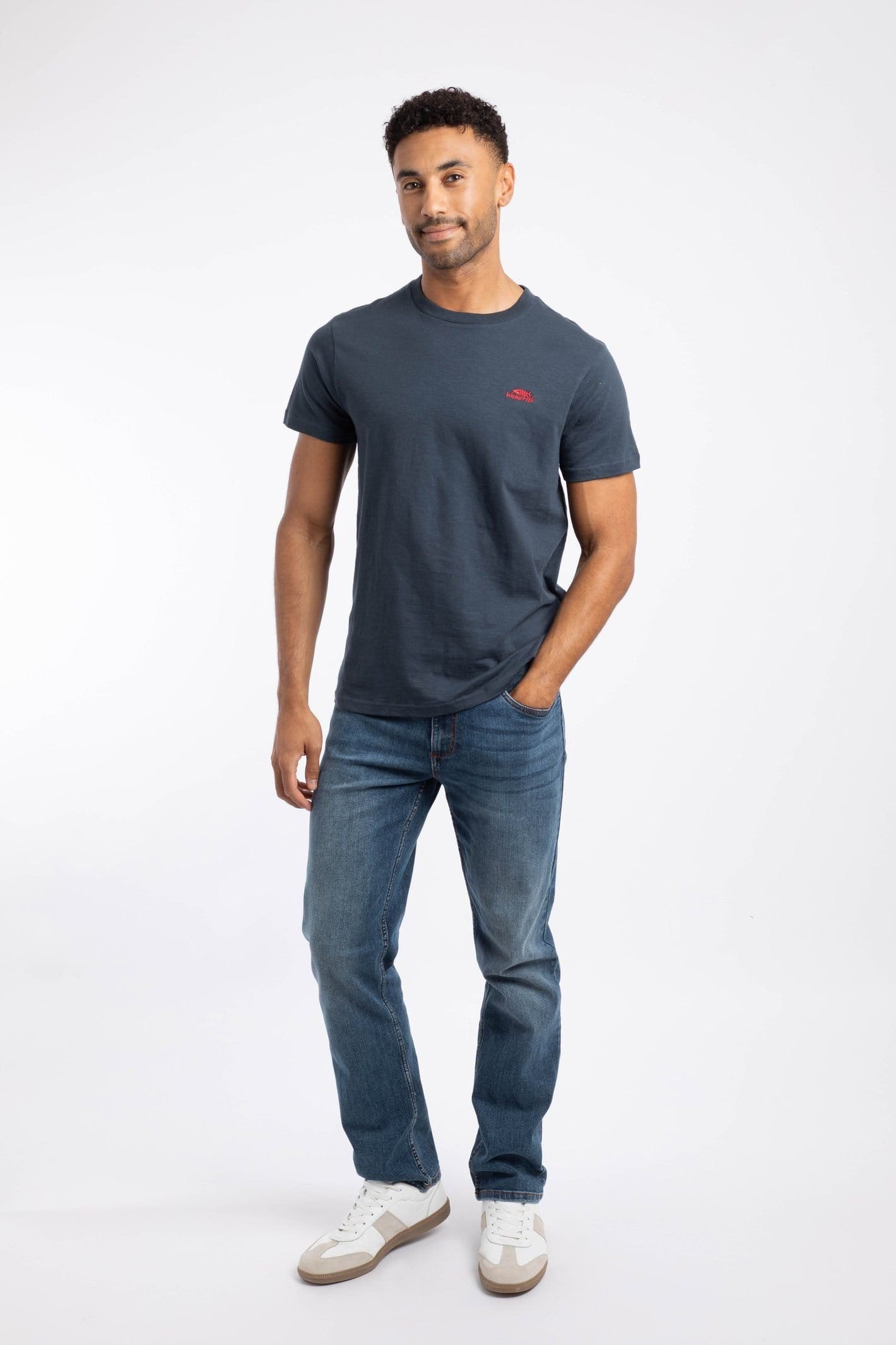 Weird Fish Weird Fish Men's Fished Branded T-Shirt in Navy - 4