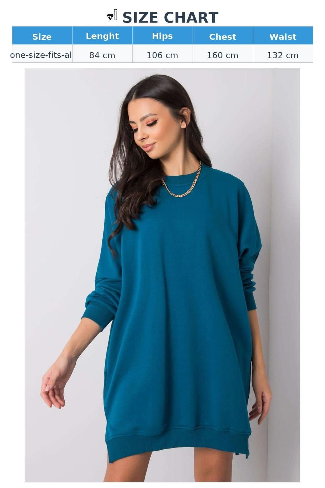 Love Lace Love Lace Women's Comfort Loose Fit Cotton Sweatshirt Dress in Teal - 4
