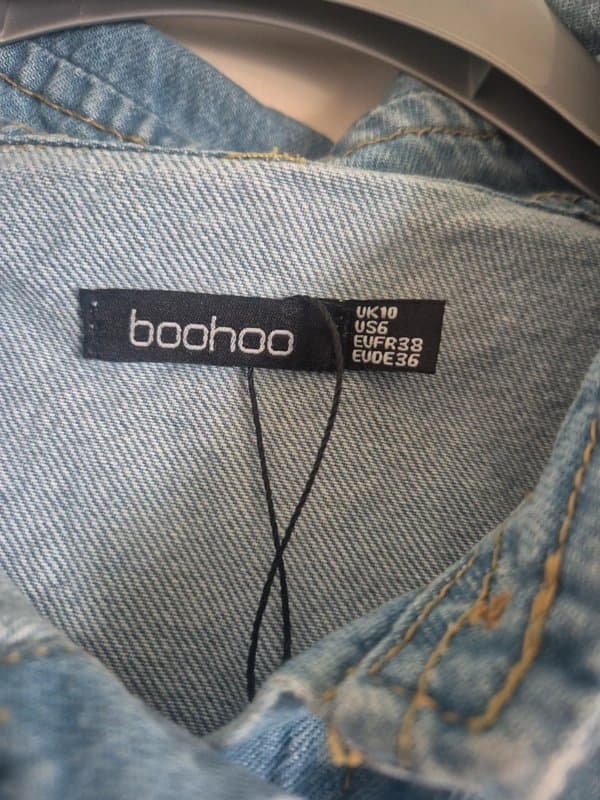 Boohoo Boohoo Denim Shirt Dress / Longline Shirt with Tie Belt|Size 10