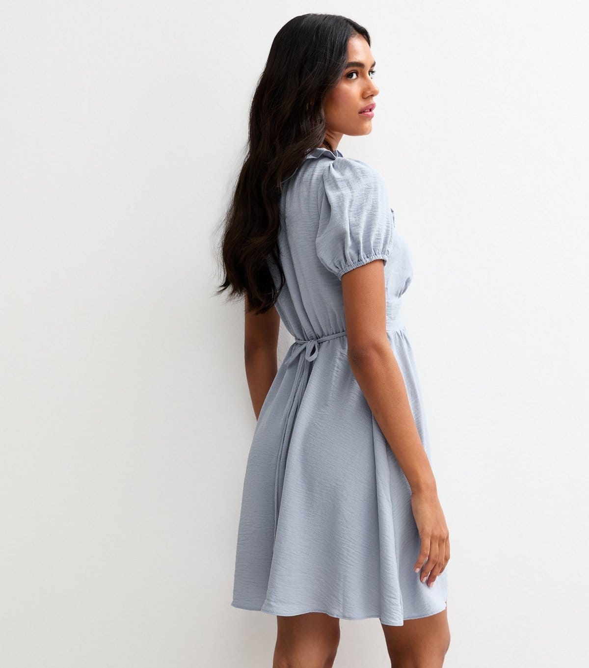 New Look Women's Blue Ruffle Trim Puff Sleeve Mini Dress New Look - 4