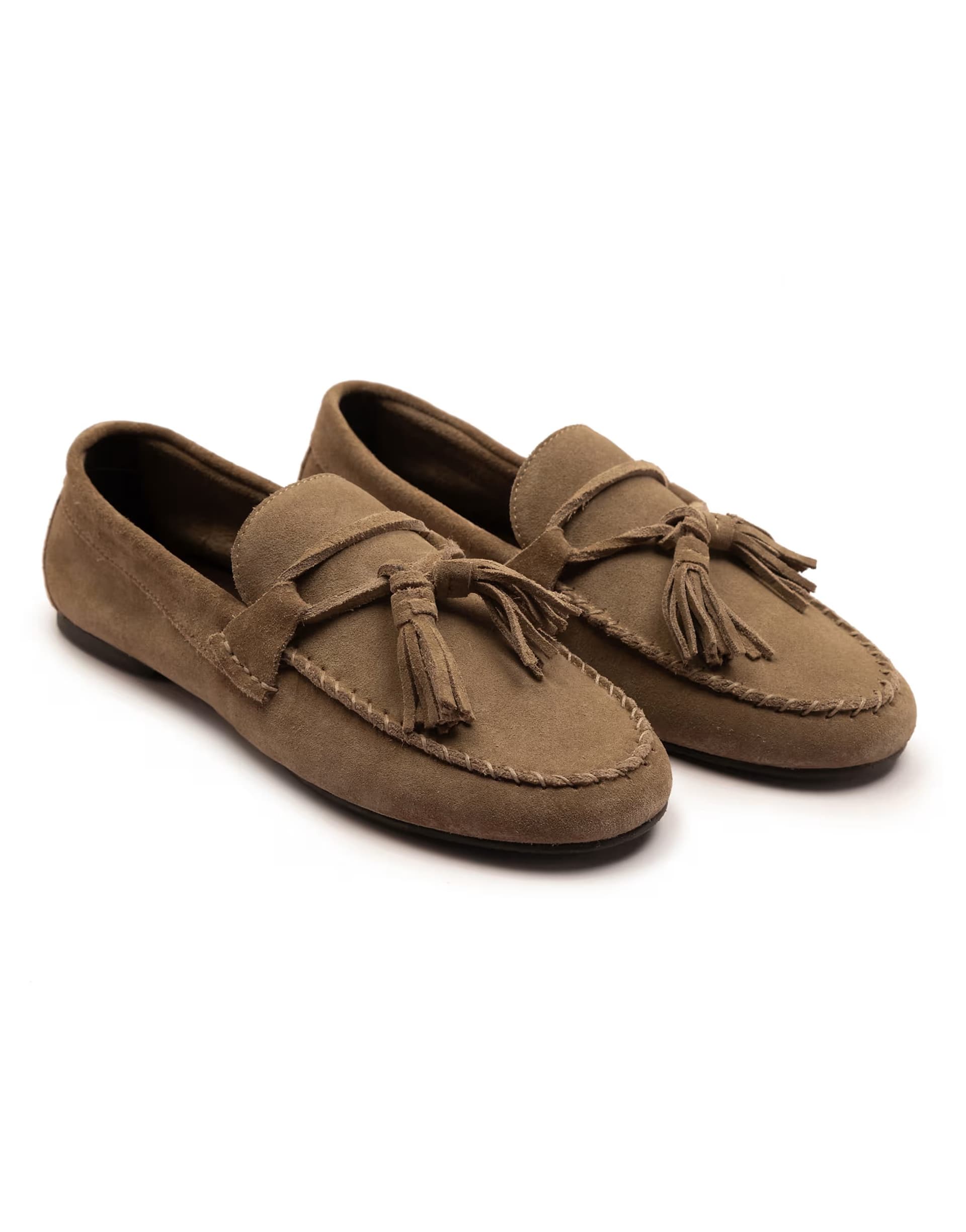 ASOS Off The Hook Walbrook suede leather tassel loafers in taupe