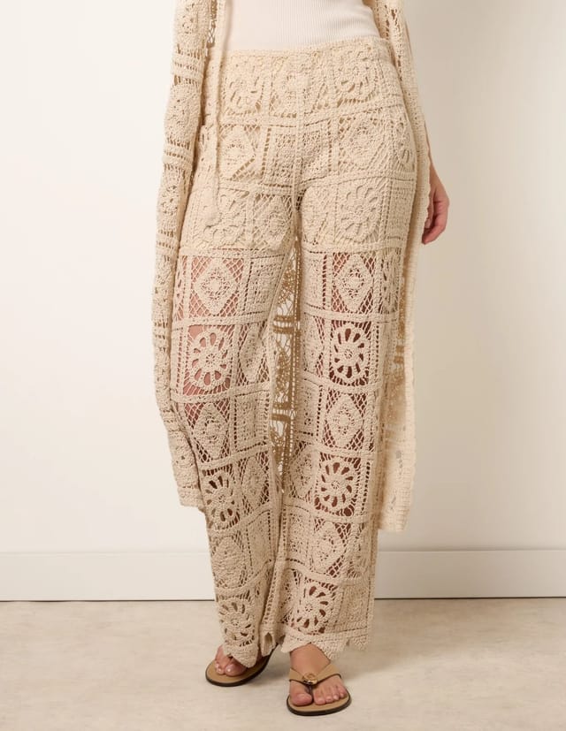 Blue Vanilla Crochet Flared Trousers - 2