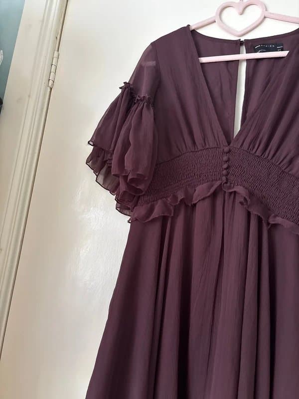 ASOS Asos maroon tulle layered formal evening dress