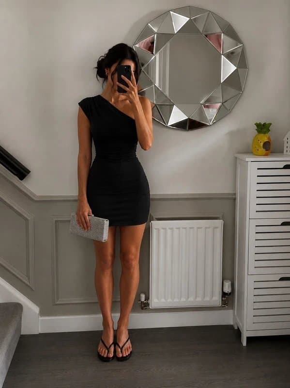 ASOS Design ASOS Design Black Dress - one shoulder dress size 10
