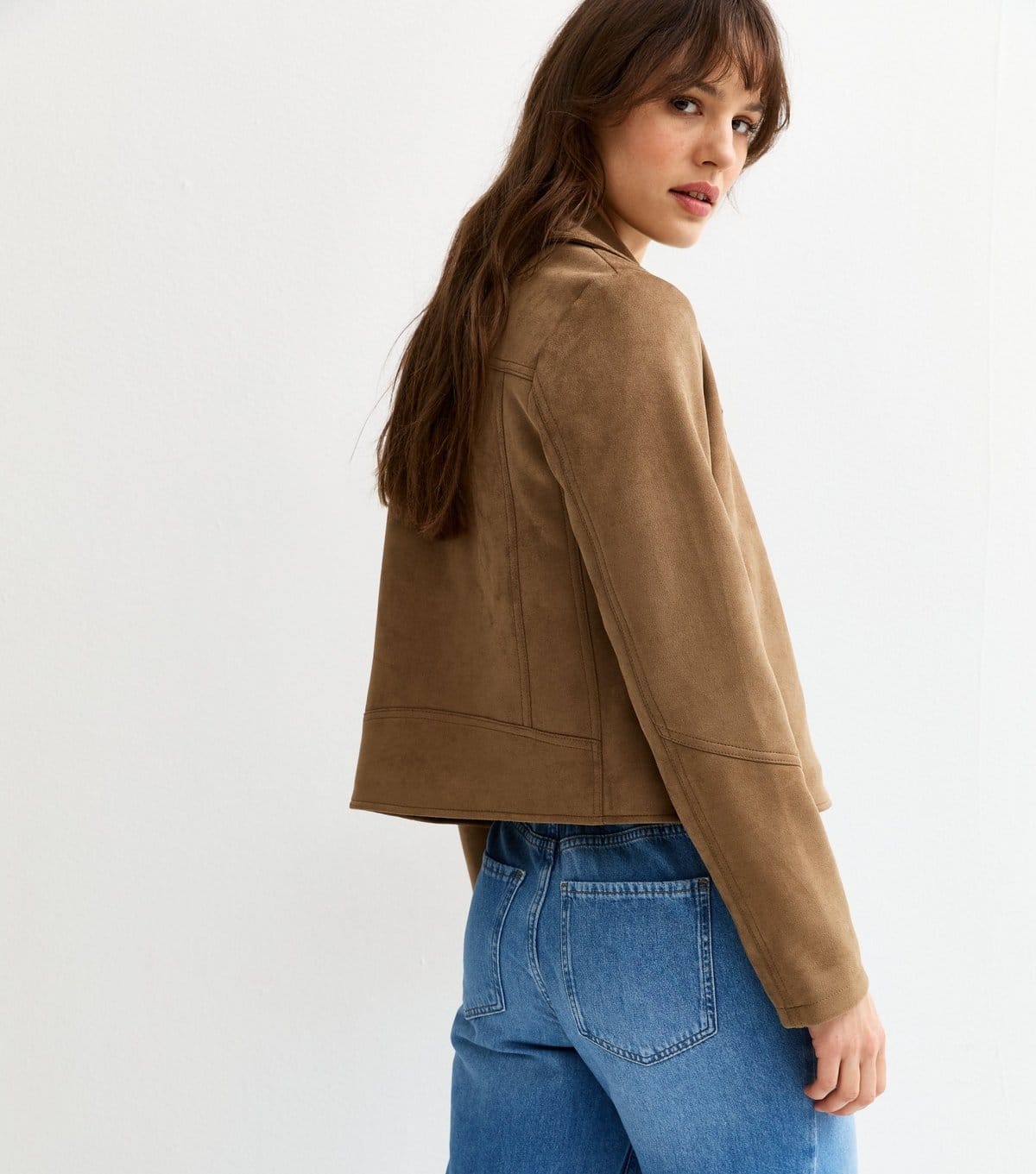 New Look Women's Tall Tan Faux Suede Biker Jacket New Look - 4