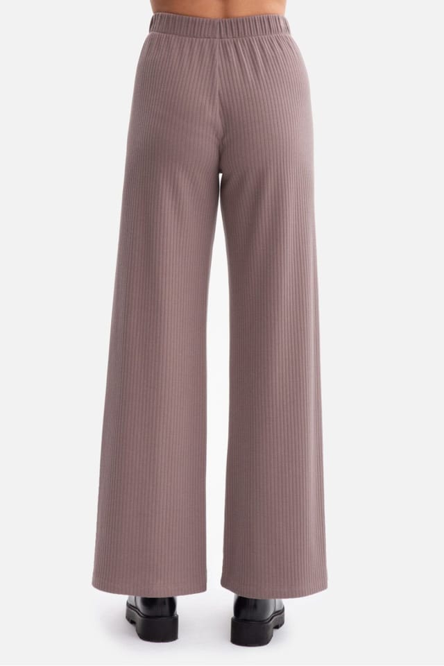 Love Lace Love Lace Women's Ribbed Loose Fit Ankle Length Trousers in Mauve - 3