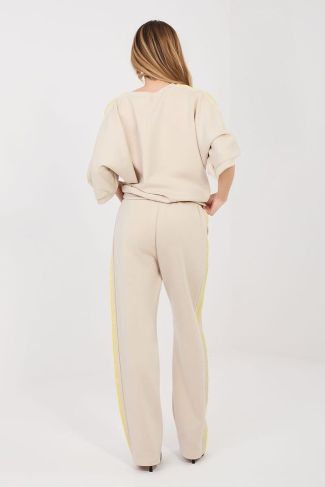 Love Lace Love Lace Women's Butter Soft Striped Tracksuit Set Blouse Pants in Beige - 3