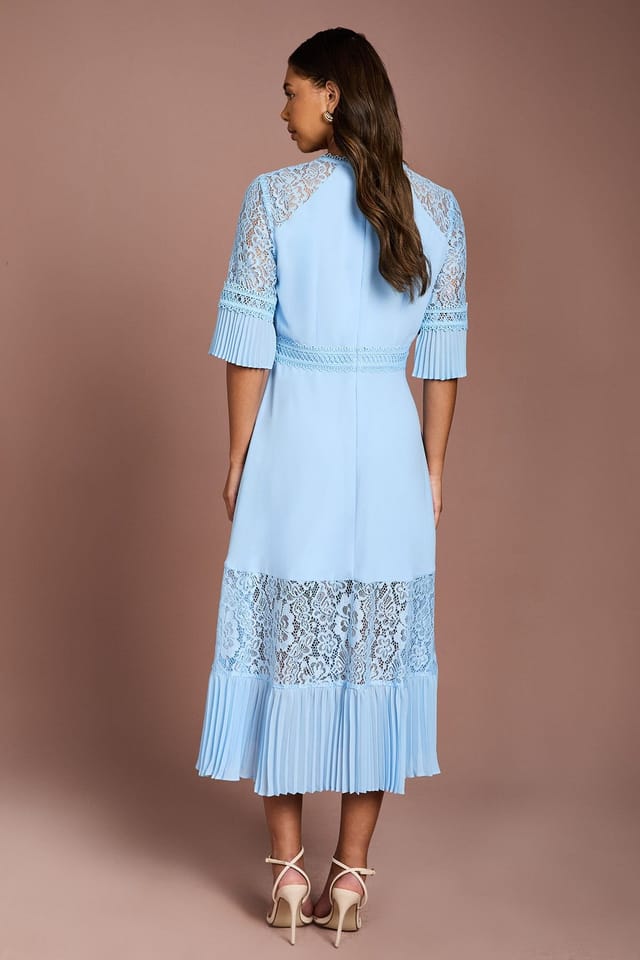 Coast Coast Women's Lace Insert Midi Dress in Pale Blue - 3