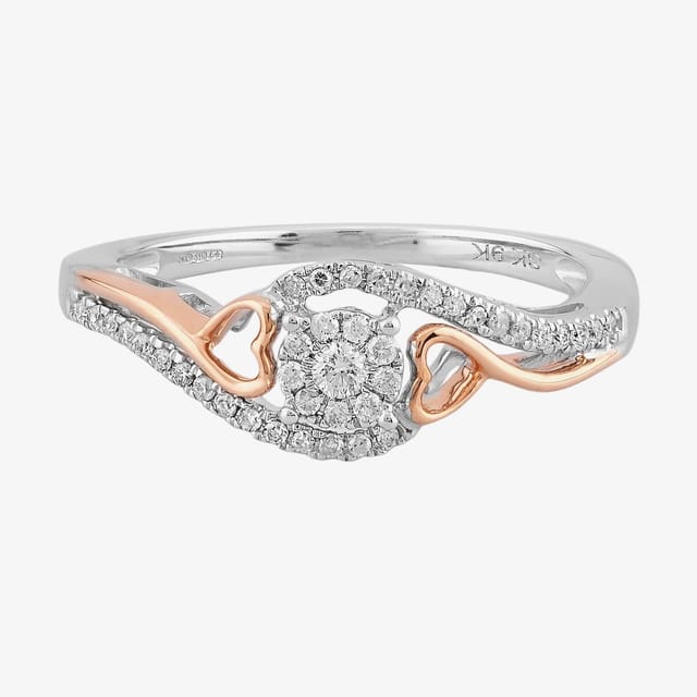 T.H.Baker T.H.Baker Women's 9ct Two Tone Gold 0.20ct Diamond Open Heart Cluster Ring in Silver - 2