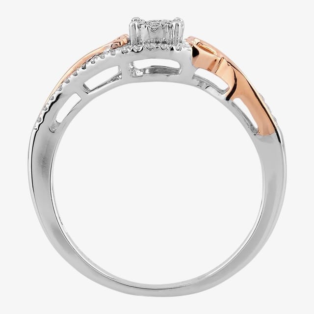 T.H.Baker T.H.Baker Women's 9ct Two Tone Gold 0.20ct Diamond Open Heart Cluster Ring in Silver - 3