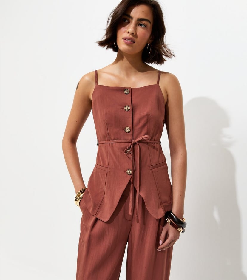 New Look Women's Rust Square Neck Belted Waistcoat New Look - 1